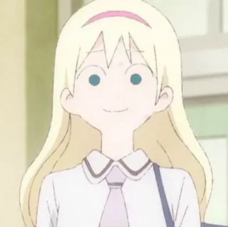 🎲 anime meisje, schattig, glimlach, blond haar, schooluniform telegram sticker
