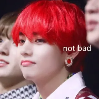 😄 not bad kpop, 한국, 아이돌, 괜찮은, bts, v telegram sticker