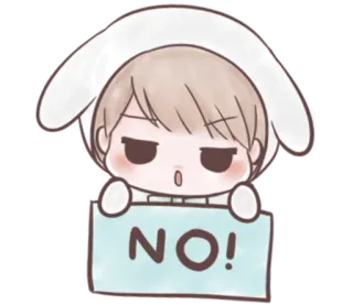❌ NO! Kartun, Lucu, Anak laki-laki, Tidak, Penyangkalan, Kelinci, Anime telegram sticker