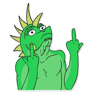 🖕 monster, middle finger, offensive, rude, cartoon, green telegram sticker