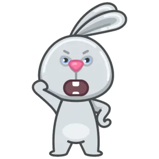 🤬 兔子, 生气, 卡通, 动物, 兔子, 可爱 telegram sticker