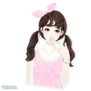 ⛹ @afavoice Kreskówka, Dziewczyna, Guma balonowa, Słodkie, Kucyki telegram sticker