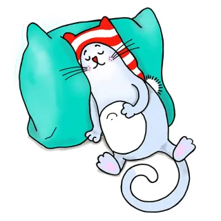 😴 cat, sleeping, pillow, cute, cartoon, animal, sleepy telegram sticker