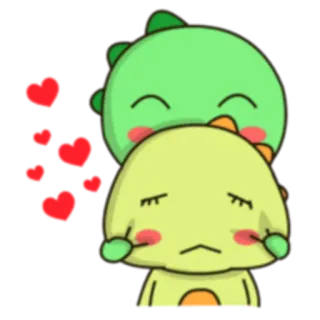😝 dinosauro, amore, cuori, carino, cartoni animati, abbraccio, amicizia whatsapp sticker