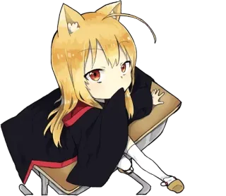 🤔 Anime, Orelhas de gato, Uniforme escolar, Garota, Kawaii, Mangá whatsapp sticker