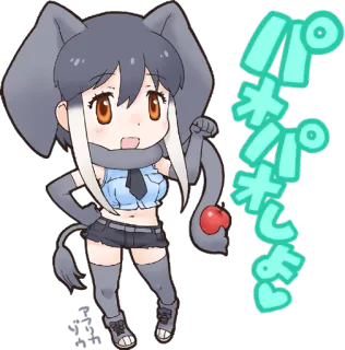 😀 パオパオしましょう อนิเมะ, ช้าง, ผู้หญิง, หูสัตว์, น่ารัก, การ์ตูน telegram sticker