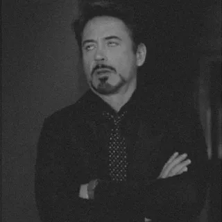 🔩 Tony Stark Robert Downey Jr., yeux au ciel, sarcasme, Marvel, Iron Man, acteur, film, célébrité telegram sticker