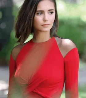 🥀 mujer, vestido rojo, retrato, actriz, modelo, Nina Dobrev, celebridad, persona telegram sticker