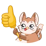 👍 animal, bat, cute, thumbs up, cartoon telegram sticker