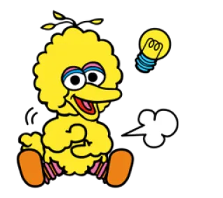 💡 Big Bird Sesame Street Bibo, Sesamstraße, Cartoon, Vogel, Gelb, Glühbirne, Idee whatsapp sticker
