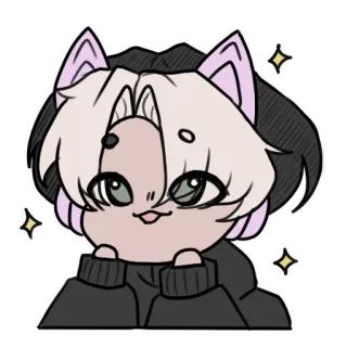 🥺 Anime, Orejas de gato, Lindo, Brillos, Kawaii whatsapp sticker