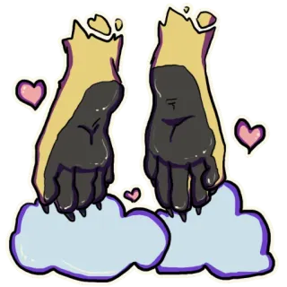 💕 binatang, kaki, awan, lucu, kawaii, hati telegram sticker