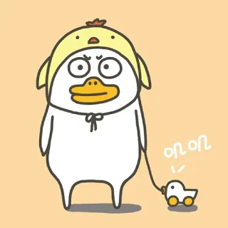 😐 on on утка, мультфильм, животное, милый, игрушечная машинка, ходьба whatsapp sticker