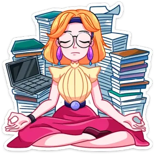 🧘‍♂️ wanita, meditasi, stres, kerja, yoga, relaksasi telegram sticker