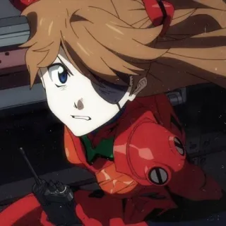 ❤️ Asuka Langley Soryu Neon Genesis Evangelion Anime, Gadis, Pilot, Penutup mata, Merah telegram sticker