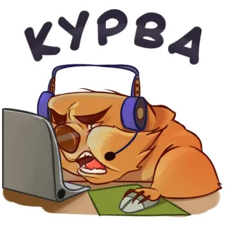 💻 КУРВА animal, ordinateur, casque, gamer, argot, en colère, russe telegram sticker