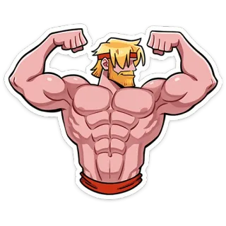 💪 muscle, fitness, bodybuilding, cartoon, strong, muscular, athlete telegram sticker