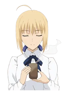 ☕ Saber Fate/Stay Night อนิเมะ, ผู้หญิง, ผมบลอนด์, ชา, สง่างาม telegram sticker