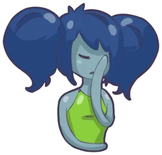 😒 cartoon, character, sad, blue, girl, cute telegram sticker