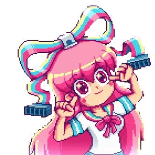 🙆 anime, cute, kawaii, pixel art, cartoon telegram sticker