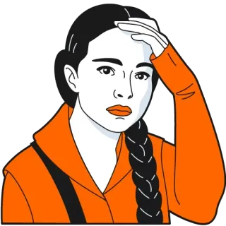 😟 femme, personne, orange, tresse, portrait, femme, inquiète, pensif telegram sticker