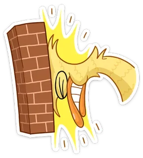 😲 dibujo animado, pared de ladrillos, gracioso, humor, pegatina, tonto whatsapp sticker