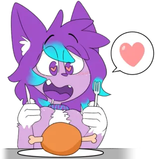 🍖 การ์ตูน, สัตว์, อาหาร, กิน, หัวใจ, น่ารัก, สติกเกอร์ telegram sticker