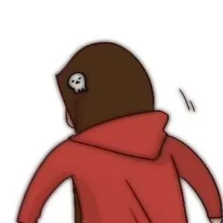 🍒 hoodie, cartoon, character, skull, red, brown telegram sticker