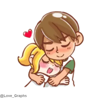 🙂 tình yêu, cặp đôi, ôm, lãng mạn, hoạt hình, tình cảm, dễ thương telegram sticker