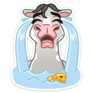 😭 pleurer, triste, contrarié, larmes, vache, dessin animé telegram sticker