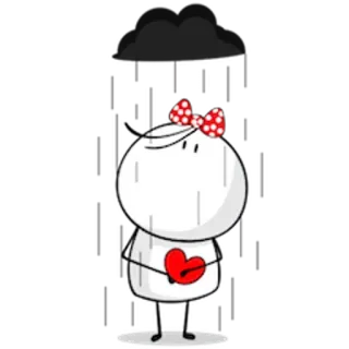❤ liefde, verdrietig, regen, hart, cartoon, depressie telegram sticker
