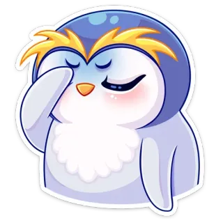 🤦‍♂️ Мультфильм, Пингвин, Милый, Грустный, Эмоциональный, Животное whatsapp sticker