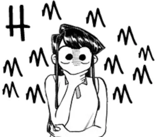 🤔 Komi Komi Can't Communicate Komi, Anime, Mangá, Confuso, Pensando, Komi Can't Communicate whatsapp sticker