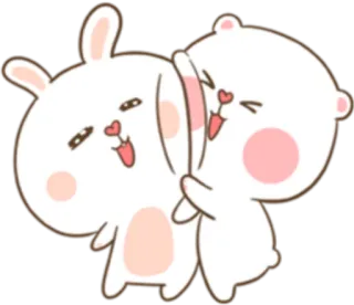 ☺️ Hase, Bär, Umarmung, süß, Cartoon, Tiere telegram sticker