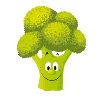 😀 broccoli, verdura, cibo, cartone animato, carino, sano, pianta whatsapp sticker