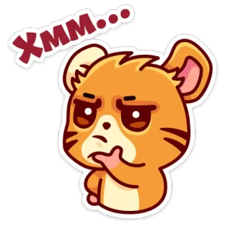 🤔 xmm... милый, животное, мультяшный, думающий, наклейка, хомяк, неуверенный telegram sticker