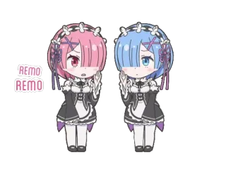 👂 Rem REMO anime, cute, kawaii, ram, rem whatsapp sticker
