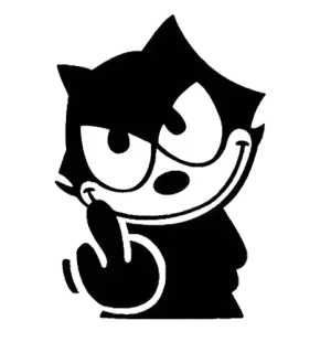 😇 Felix the Cat Феликс Кот, мультфильм, средний палец, оскорбительный whatsapp sticker