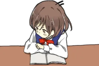 🤭 Anime, Enojado/a, Estudiante, Frustrado/a, Dibujos animados, Estudiante, Mesa telegram sticker
