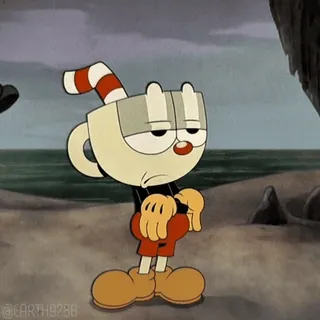 😠 Cuphead cuphead, cartoon, personnage de jeu vidéo, animation, espiègle, rétro whatsapp sticker