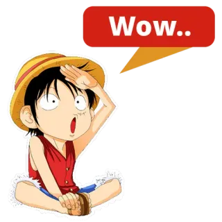 😧 Monkey D. Luffy One Piece Wow.. luffy, one piece, anime, cartoon, wow, überrascht, geschockt telegram sticker