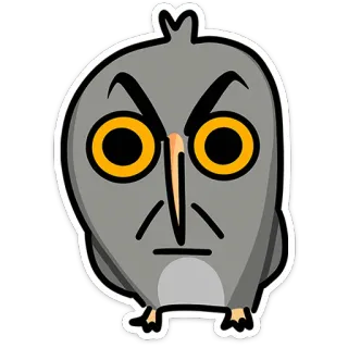 🦉 cú mèo, hoạt hình, động vật, chim, tức giận, mắt whatsapp sticker