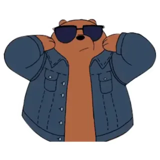😎 Grizzly Bear We Bare Bears Hoạt hình, Gấu, Kính râm, Áo khoác, Ngầu telegram sticker