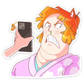 😔 angry, upset, expression, anime, phone, cartoon telegram sticker