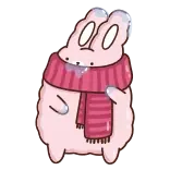🥶 kelinci, syal, merah muda, imut, kartun, musim dingin telegram sticker