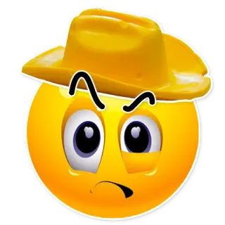 😯 Emoji, Smiley, Visage, Cowboy, Chapeau, Jaune telegram sticker