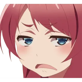 😒 动漫, 女孩, 生气, 讽刺, 表情 whatsapp sticker