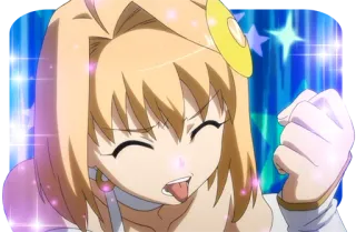 🤢 アニメ, カートゥーン, 女の子, 金髪, 舌, 星 telegram sticker