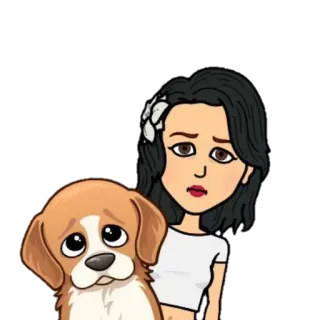 ☹ bitmoji, Cartoon, Hund, Mädchen, traurig, emotional telegram sticker