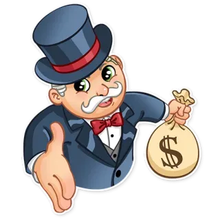 👋 monopoly, geld, reich, comic, reichtum, geste telegram sticker